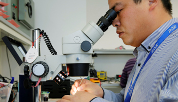 A researcher uses a microscope during a research work at a research centre in Beijing, China (Reuters/Kim Kyung)