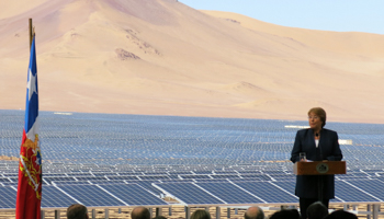 President Michelle Bachelet inaugurates a solar plant, Atacama Desert (Reuters/Fabian Andres Cambero)