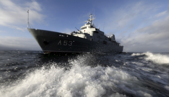 The Latvian Navy ship "Virsaitis" participates in a search and rescue exercise in the Baltic sea (Reuters/Ints Kalnins)