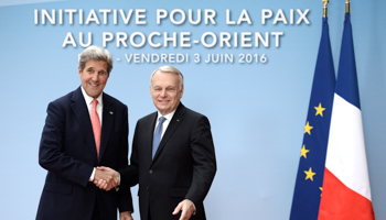 Jean-Marc Ayrault, right, with John Kerry at conference in a bid to revive the Israeli-Palestinian peace process, Paris (Reuters/Stephane de Sakutin/Pool)