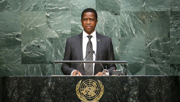 President Edgar Lungu addressing the UN General Assembly (Reuters/Eduardo Munoz)