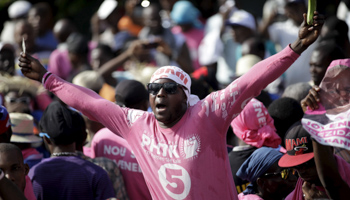 A PHTK supporter protests in Port-au-Prince, Haiti, April 24, 2016 (Reuters/Andres Martinez Casares)