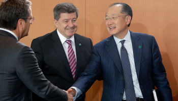 RobertoRoberto Azevedo, Director General of the WTO, Guy Ryder, Director General of the International Labour Organisation and Jim Yong Kim, President of the World Bank, from left, arrive for a with German Chancellor Angela Merkel in Berlin, Germany (Reuters/Michael Sohn)