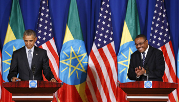 US President Barack Obama and Ethiopian Prime Minister Hailemariam Desalegn (Reuters/Jonathan Ernst)