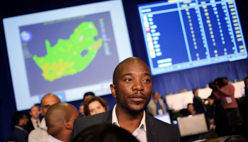 Opposition Democratic Alliance leader Mmusi Maimane at the national elections result centre in Pretoria (Reuters/Siphiwe Sibeko)