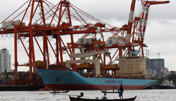 A view of the Myanmar industrial port terminal at the banks of the Hlaing river in Yangon (Reuters/Soe Zeya Tun)