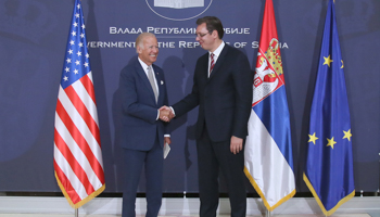 US Vice President Joe Biden and Serbian Prime Minister Aleksandar Vucic meet in Belgrade (Reuters/Djordje Kojadinovic)