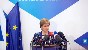 Scotland's First Minister Nicola Sturgeon addresses a news conference in Brussels, Belgium (Reuters/Geoffroy Van Der Hasselt/Pool)