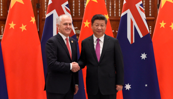 Chinese President Xi Jinping with Australia's Prime Minister Malcolm Turnbull (Reuters/Wang Zhao)