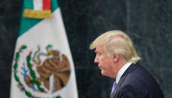 US Republican presidential nominee Donald Trump after giving a press conference with Mexico's President Enrique Pena Nieto, Mexico City (Reuters/Henry Romero)