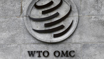 A World Trade Organization (WTO) logo is pictured on their headquarters in Geneva, Switzerland (Reuters/Denis Balibouse)