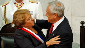President Michelle Bachelet and her predecessor (and potential successor) Sebastian Pinera (Reuters/Ivan Alvarado)
