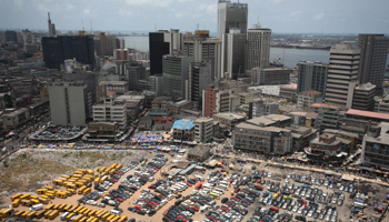 An aerial view shows the central business district in Nigeria's commercial capital of Lagos (Reuters/Akintunde Akinleye)