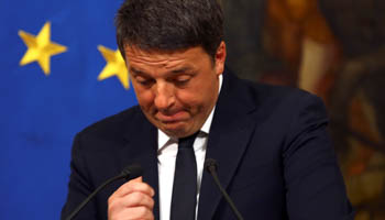 Prime Minister Renzi gestures during a media conference after the referendum on constitutional reform at Chigi palace in Rome, Italy (Reuters/Alessandro Bianchi)