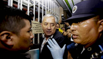 Former President Otto Perez Molina arrives in court to face bribery charges (Reuters/Saul Martinez)