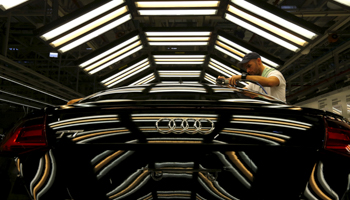 The assembly line for the Audi TT roadster in Gyor (Reuters/Laszlo Balogh)