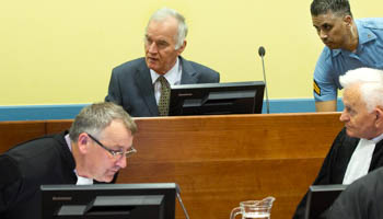 Former Bosnian Serb General Ratko Mladic at the start of his trial at the International Criminal Tribunal for the former Yugoslavia at The Hague in May 2012 (Reuters/Toussaint Kluiters/Pool)