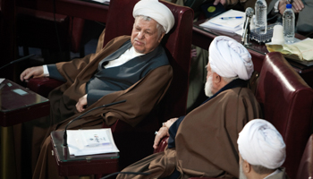 Iran's former President Akbar Hashemi Rafsanjani, left, attends Iran's 2012, Assembly of Experts' biannual meeting in Tehran (Reuters/Raheb Homavandi)