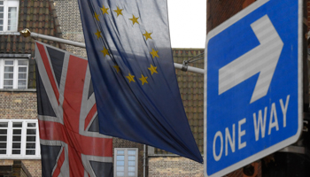 A Union flag flies next to a flag of the European Union in London (Reuters/Toby Melville)