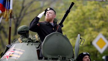 Donetsk paramilitary commander Arseny Pavlov on parade in May 2016 (Reuters/Alexander Ermochenko)