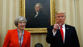 US President Donald Trump meets with British Prime Minister Theresa May in the White House Oval Office (Reuters/Kevin Lamarque)