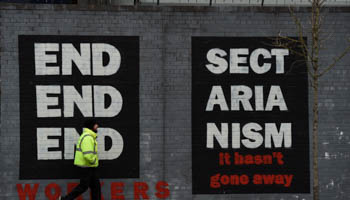 A mural saying 'End Sectarianism' is seen on the Falls Road in Belfast, Northern Ireland (Reuters/Clodagh Kilcoyne)