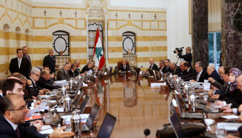 Lebanon's President Michel Aoun heads the first meeting of the new cabinet at the presidential palace in Baabda, Lebanon (Reuters/Mohamed Azakir)