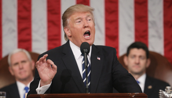 President Donald Trump delivers his first address to a joint session of Congress  in Washington (Reuters/Jim Lo Scalzo)