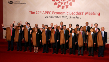 Heads of state at the APEC summit in Lima, November 2016 (Reuters)