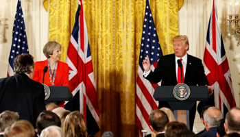 British Prime Minister Theresa May, left, with US President Donald Trump at the White House in Washington (Reuters/Kevin Lamarque)