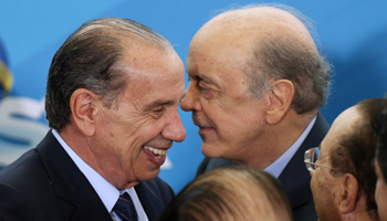 New Foreign Minister Aloysio Nunes (left) and his predecessor Jose Serra (Reuters/Adriano Machado)