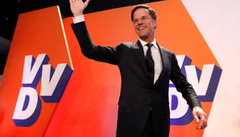 Dutch Prime Minister Mark Rutte of the VVD Liberal party at The Hague, Netherlands (Reuters/Yves Herman)
