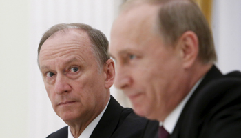 Russian Security Council Secretary Nikolai Patrushev, left, with President Vladimir Putin in Moscow (Reuters/Sergei Karpukhin)