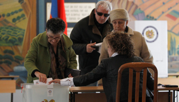 A polling station during the presidential election in Yerevan in 2013 (Reuters/David Mdzinarishvili)