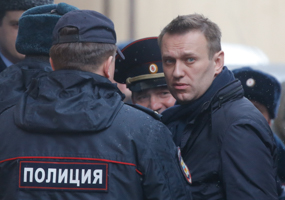 Russian opposition leader Alexei Navalny, at the Tverskoi court in Moscow, Russia March 27 (Reuters/Maxim Shemetov)