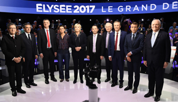 Candidates for the French 2017 presidential election in La Plaine Saint-Denis (Reuters/Lionel Bonaventure/Pool)