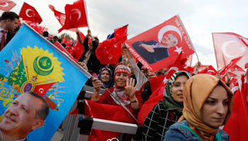 Supporters of President Tayyip Erdogan celebrate their referendum victory, Ankara, April 17 (Reuters/Umit Bektas)