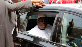 Senegal President Macky Sall arrives at Independence Stadium, in Bakau, Gambia (Reuters/Thierry Gouegnon)