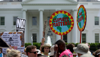 Protesters during the People’s Climate March at the White House in Washington in April (Reuters/Joshua Roberts)