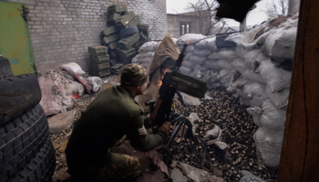 A Ukrainian serviceman on the front line in the government-held town of Avdiyivka, Ukraine (Reuters/Oleksandr Klymenko)