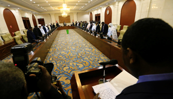 Sudan’s new cabinet ministers take the oath of office at the Presidential Palace in Khartoum, Sudan (Reuters/Mohamed Nureldin Abdallah)