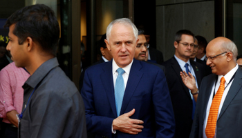 Australian Prime Minister Malcolm Turnbull on a visit to Mumbai, India (Reuters/Shailesh Andrade)