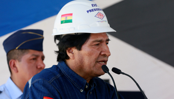 President Evo Morales speaks at the inauguration of the Incahuasi gas plant (Reuters/David Mercado)