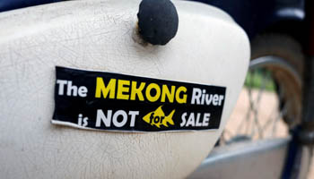 A sticker on the Thai side of the Mekong River, at the border between Laos and Thailand (Reuters/Jorge Silva)