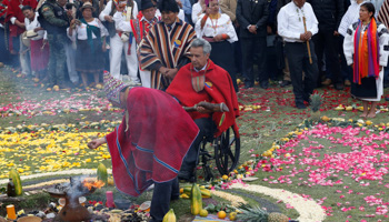 President Lenin Moreno at a traditional ceremony following his inauguration (Reuters/Henry Romero)