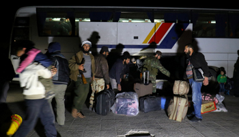 People evacuating from Madaya, a government-besieged town near Damascus, Syria (Reuters/Ammar Abdullah)