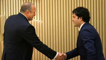 Georgia's President Georgy Margvelashvili, left, with parliament speaker Irakli Kobakhidze in Kutaisi in 2016, Georgia (Reuters/David Mdzinarishvili)