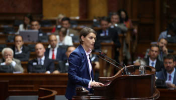 Serbia's Prime Minister-designate Ana Brnabic speaks during a parliament session in Belgrade, June 28 (Reuters/Marko Djurica)