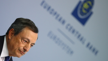 ECB President Mario Draghi arrives for a news conference at Bank headquarters in Frankfurt (Reuters/Kai Pfaffenbach)