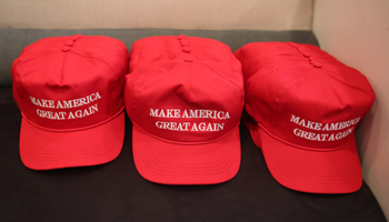 Then, Republican presidential nominee Donald Trump's "Make America Great Again" hats in, August 20, 2016 (Reuters/Carlo Allegri)